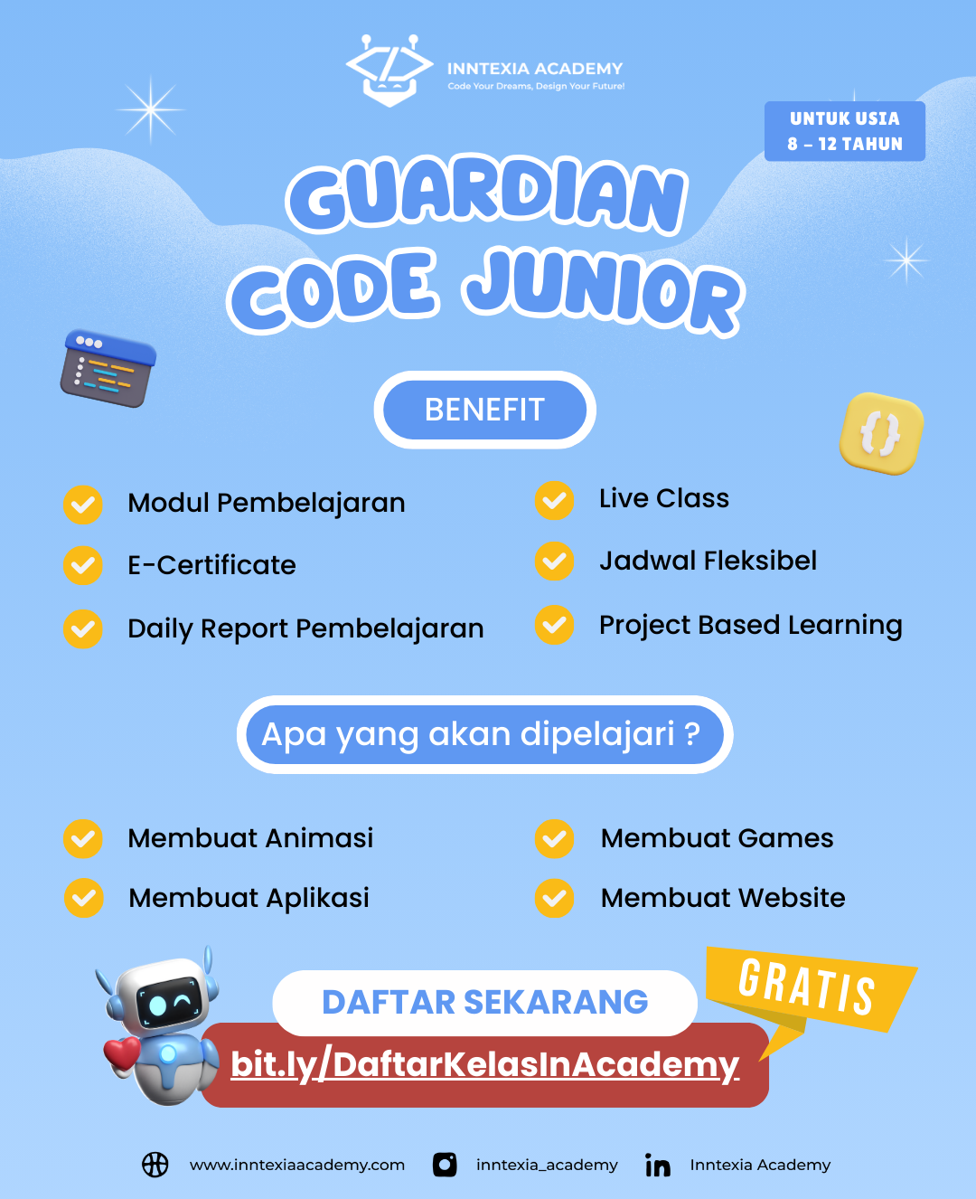 Coding Class For Kids (Visual Programming) (7-12 thn)