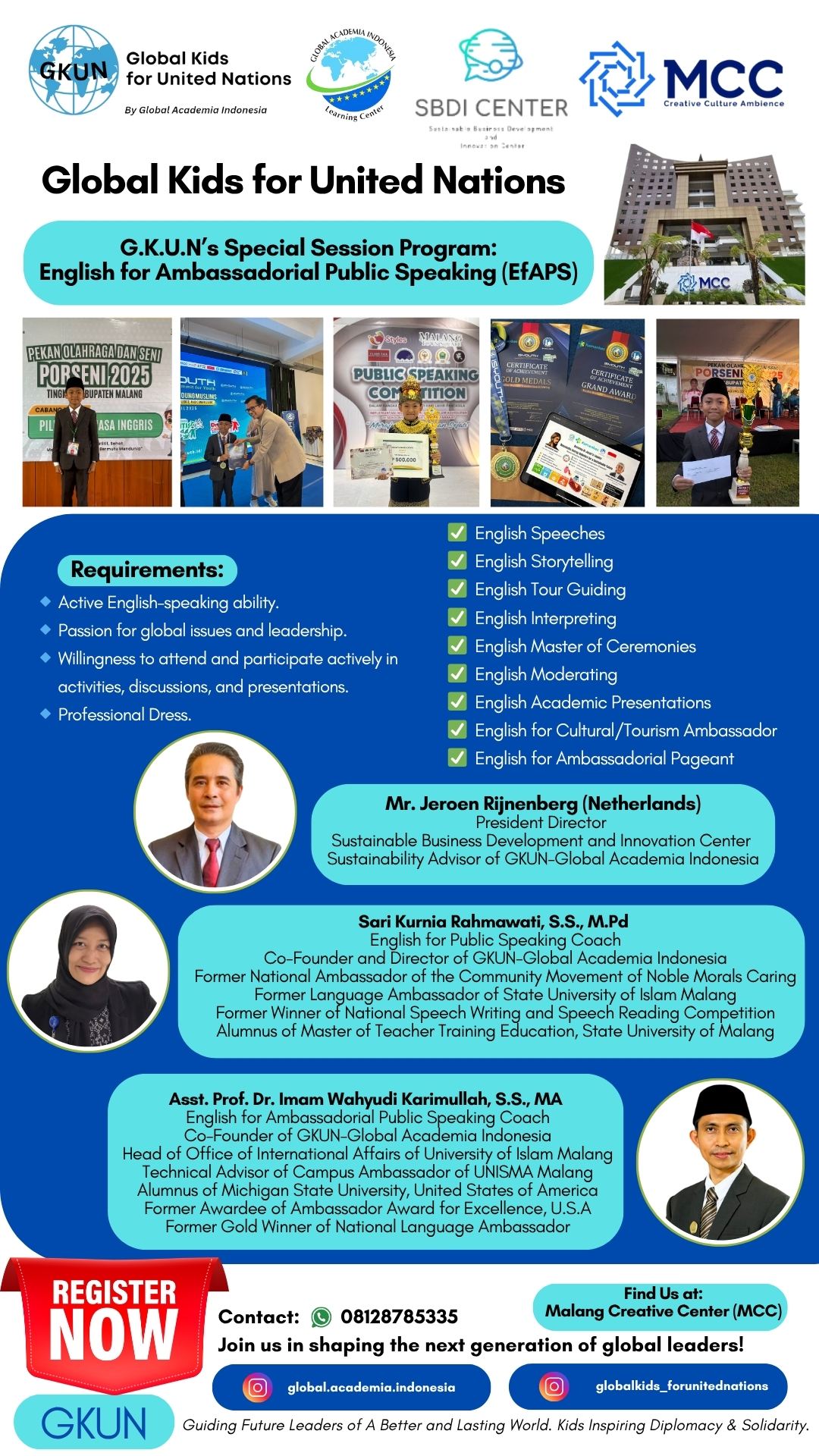 Global Kids for United Nations' Special Session Program : English for Ambassadorial Public Speaking (EfAPS)