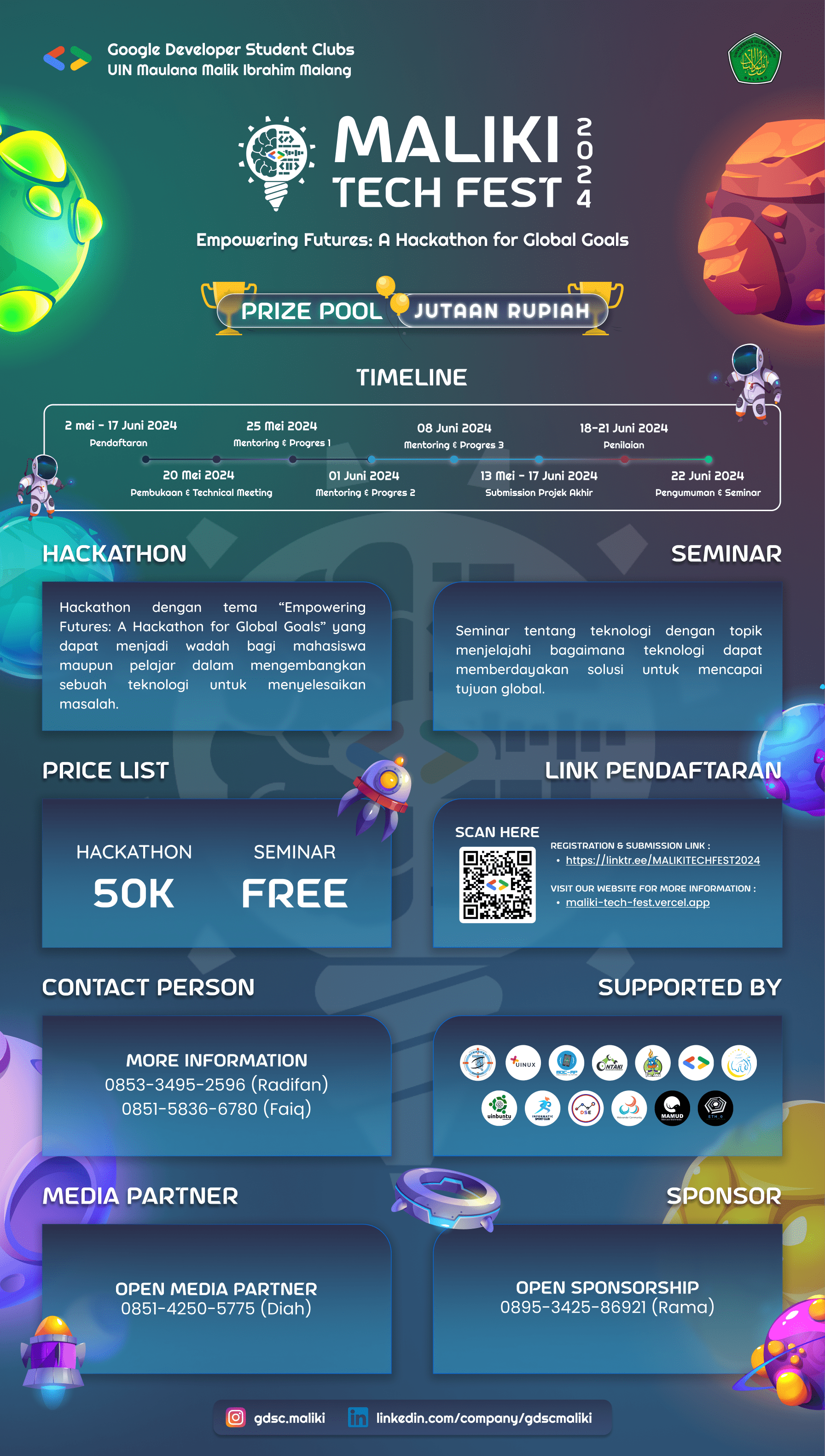 Maliki Tech Fest 2024: Seminar Empowering Futures: "A Hackathon for Global Goals" dan Awarding