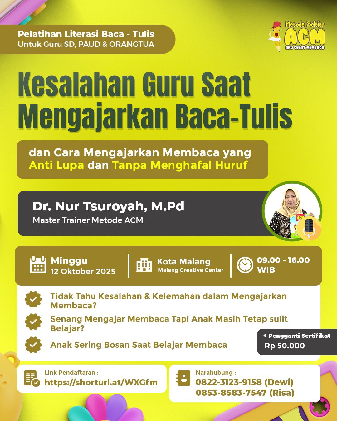 Pelatihan Literasi Baca & Tulis untuk Guru SD, PAUD dan Orang Tua 