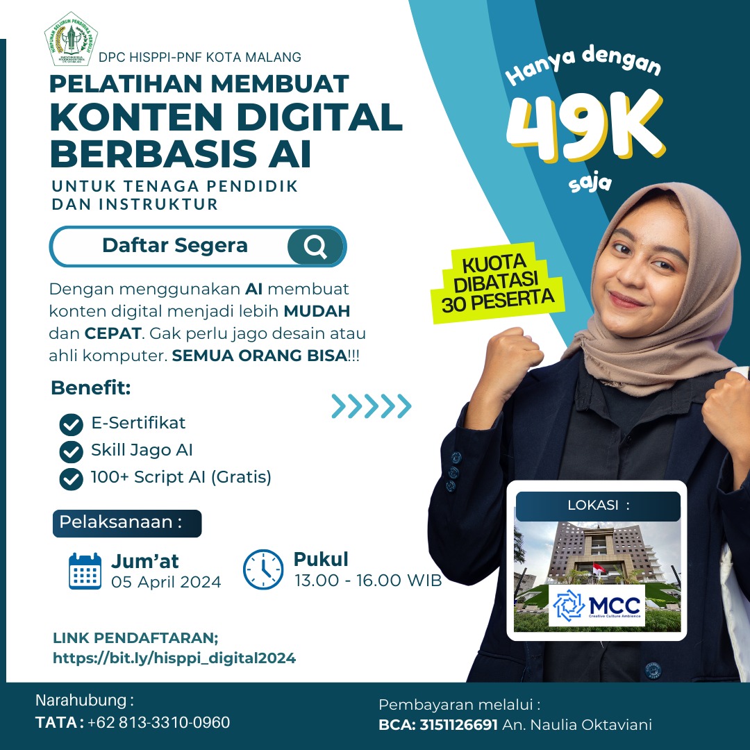 Pelatihan Membuat Konten Digital Berbasis AI | Event.mcc.or.id