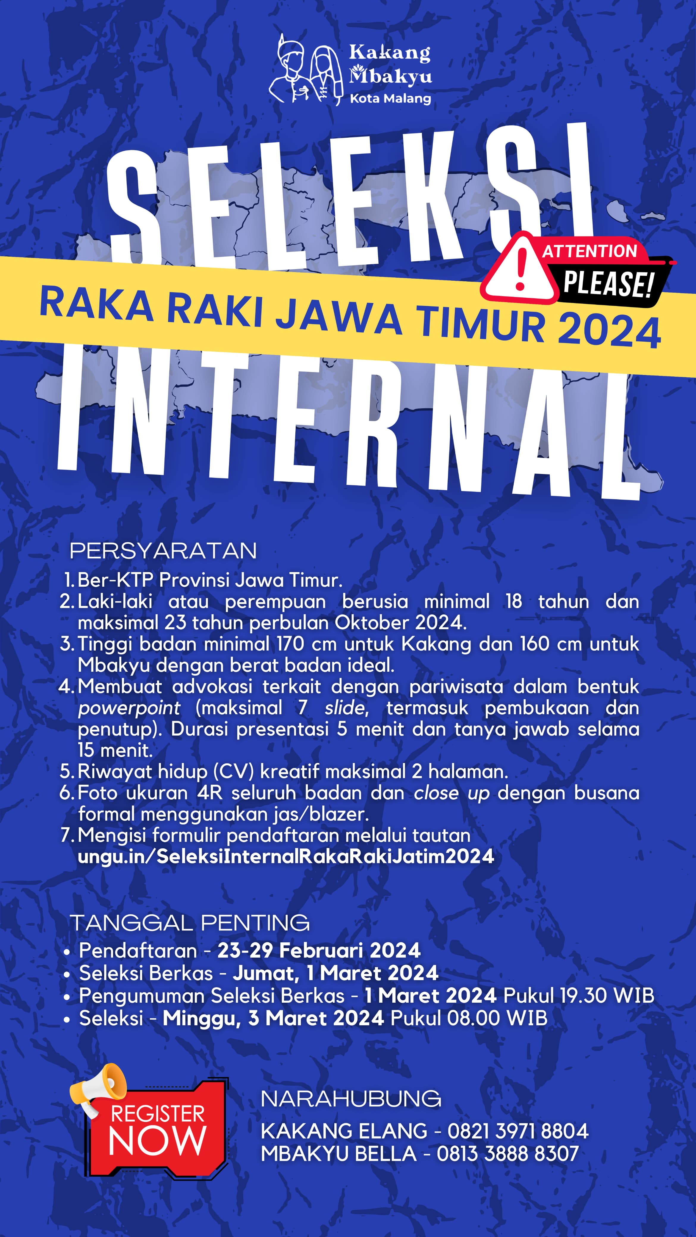 Seleksi Internal Kakang Mbakyu Kota Malang untuk Raka Raki Jawa Timur 2024